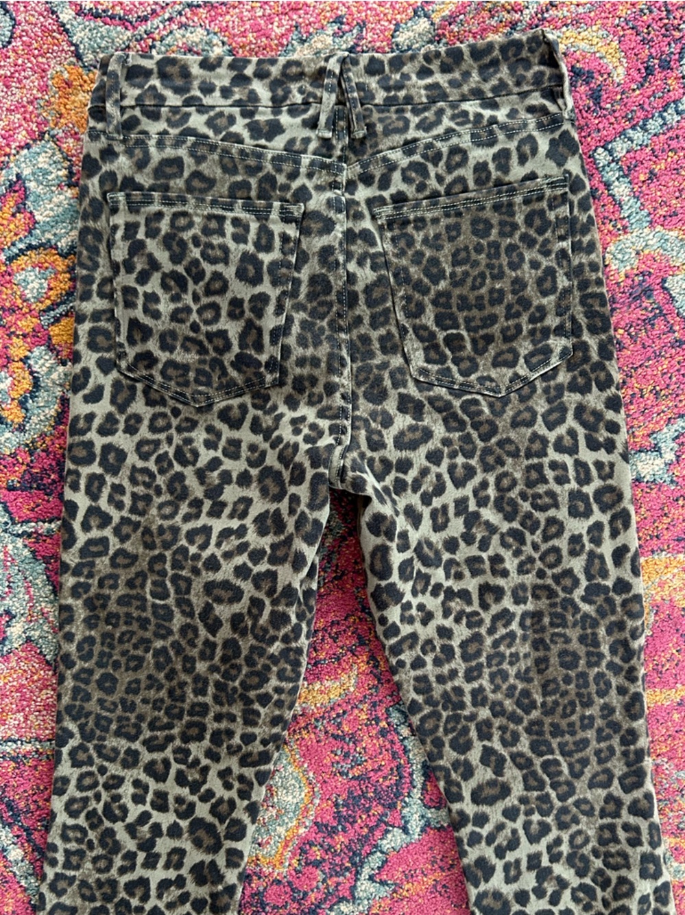 Good American | Women’s Olive Green/Black Leopard Print Good Waist Crop Jeans 28 - Picture 10 of 16